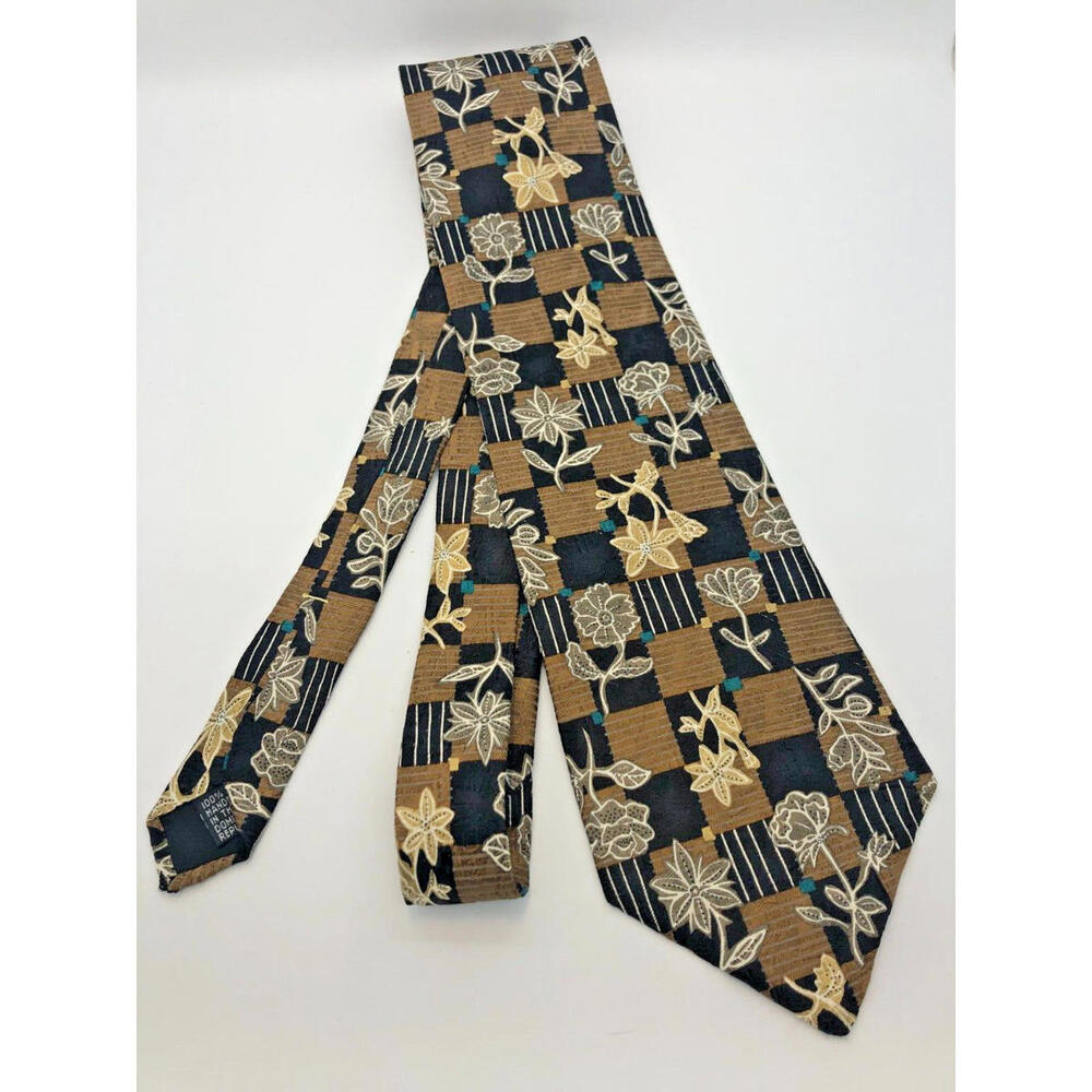 Fashion Neckware Black White 57" 4" 100% Silk Handmade Vintage Tie